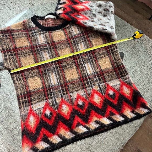 80s OUI Check Textured Knit Vintage Women's Multicolor Patterned Sweater Size 6 - Picture 6 of 14